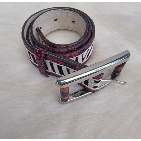 Karen Millen  large buckle zebra and snake print belt wmns sz S/M - Picture 1 of 7